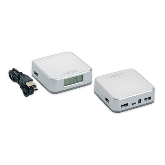 Usb hub με 4 θέσεις και ρολόι επιτραπέζιο που αλλάζει χρώματα
